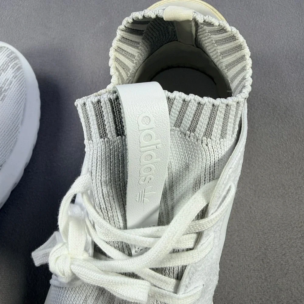 Adidas‎ Tubular Entrap Womens Size 6.5 White Grey Primeknit Running Shoes